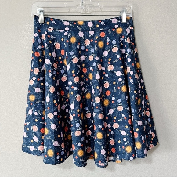 Retrolicious Space Always In Orbit Skater Skirt Blue Size Medium Flare Highrise - Picture 3 of 9